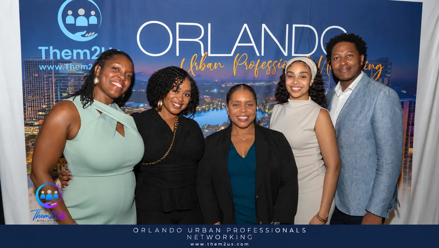 Attendees at the Orlando backdrop, Them2Us Urban Professionals Networking, Orlando, October 8, 2026