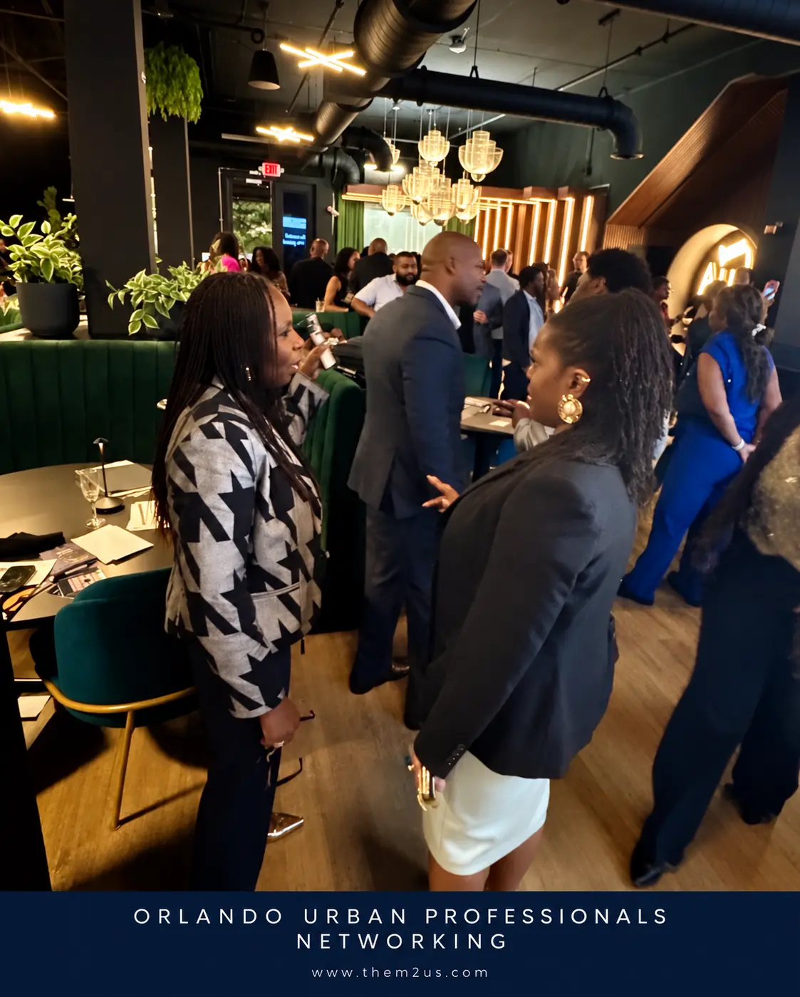 The room during curated networking, Them2Us Urban Professionals Networking, Orlando, October 8, 2026