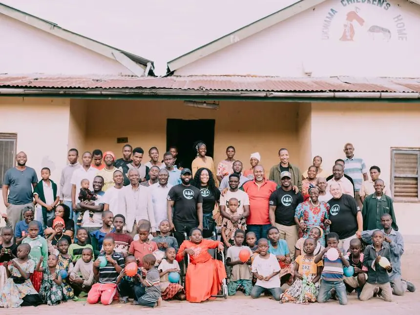 Them2Us team with the community at Ukwama Children's Home, Tanzania