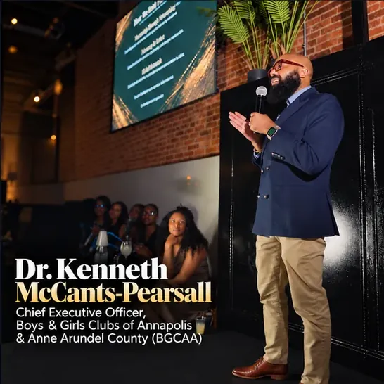 Dr. Kenneth McCants-Pearsall, CEO of Boys & Girls Clubs of Annapolis and Anne Arundel County, speaking at The Black & Brown Affair